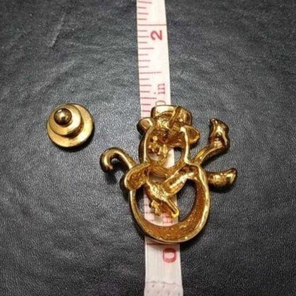 Starry eyed gold tone vintage Avon snowman brooch - Picture 6 of 8